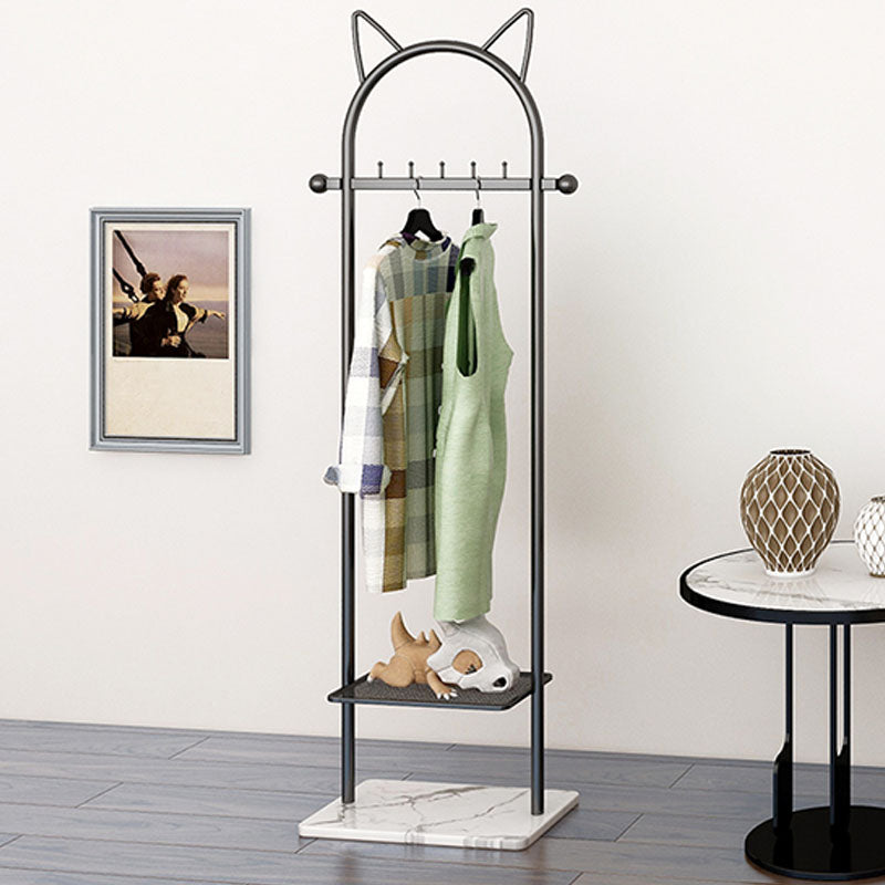 Modern Metal Hall Stand with Hooks Storage Shelf Coat Hanger