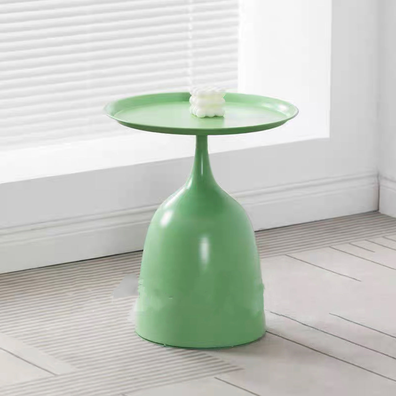 Medieval Modern Style Round Metal Table with Pedestal Base Side Table