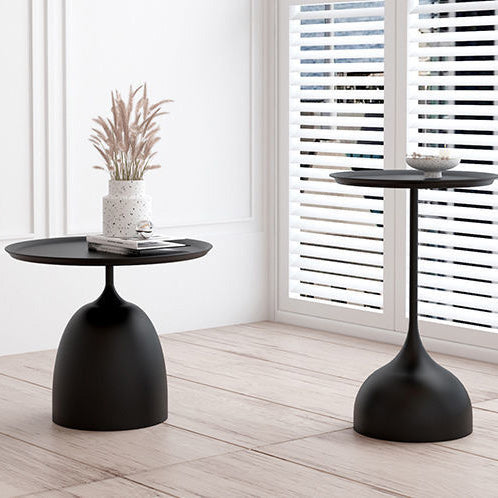 Medieval Modern Style Round Metal Table with Pedestal Base Side Table