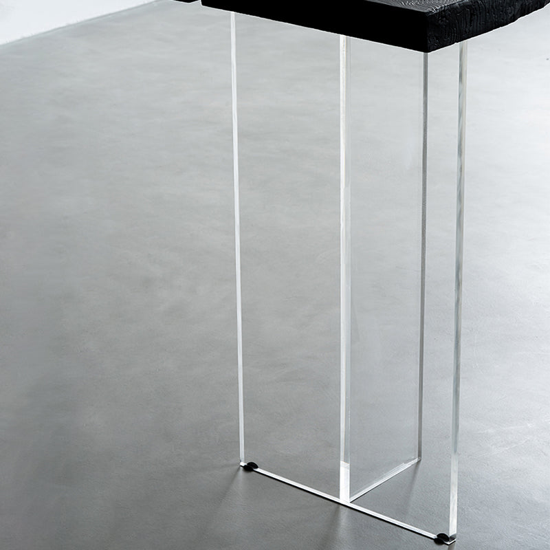 Black Ash Wood Top Bar Table Modern Pub Table with Acrylic Base