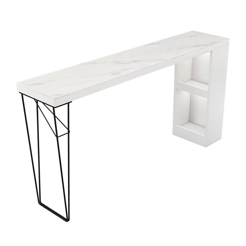 Modern Stone and Metal Pub/Bar Table Rectangle White Indoor Bar Height Table