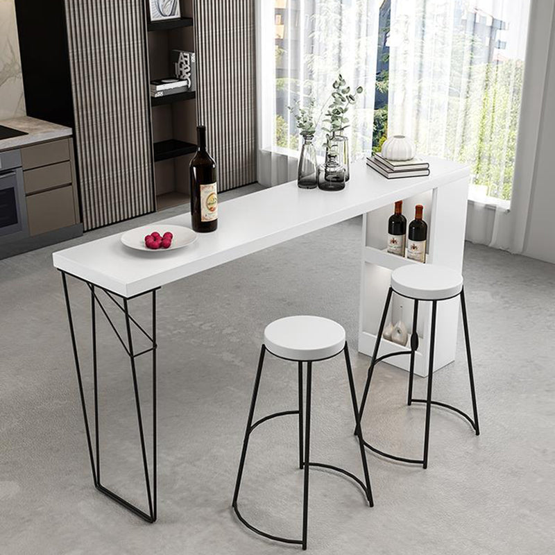 Modern Stone and Metal Pub/Bar Table Rectangle White Indoor Bar Height Table