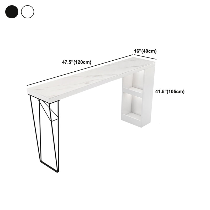 Modern Stone and Metal Pub/Bar Table Rectangle White Indoor Bar Height Table