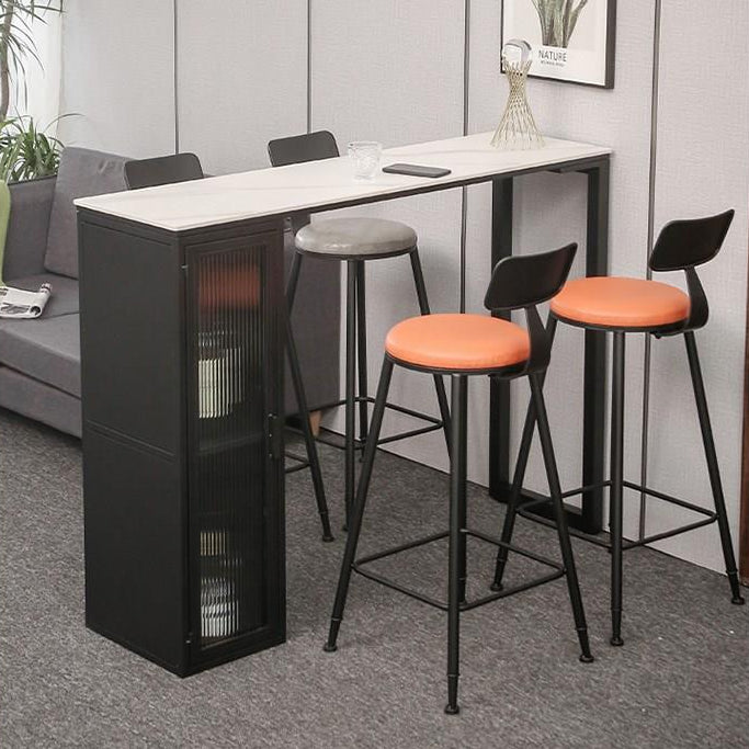 Rectangle Double Pedestal Bar Stool Table Modern Storage Indoor Bar Wine Table