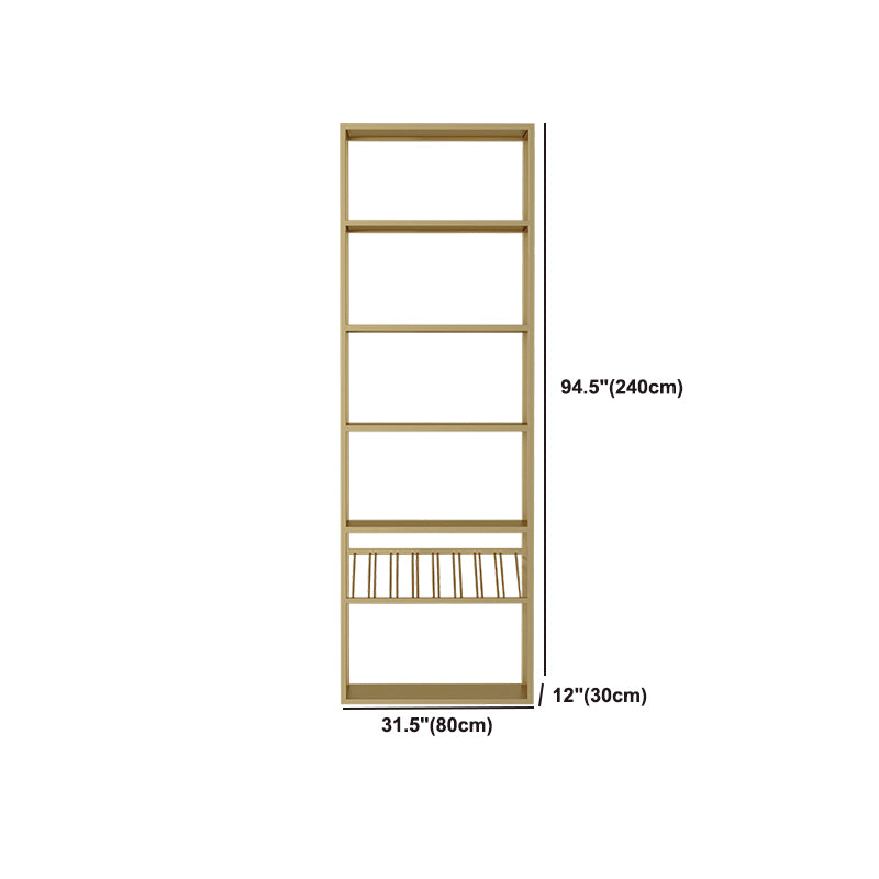 Metal Floor Wine Bottle & Glass Rack Glam Wine Rack with Shelf