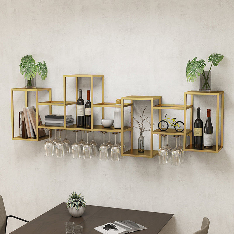 Luxury Iron Wine Rack Wall Mounted Wine Glass Stemware Rack Holder