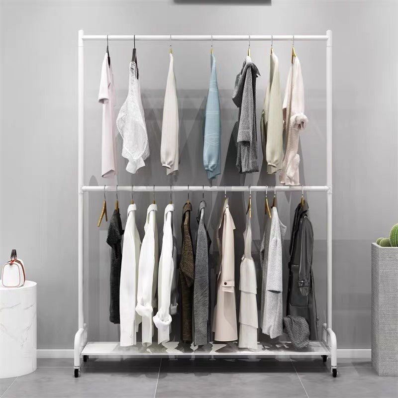 Contemporary Coat Rack Free Standing Metal Hall Stand with Wheels