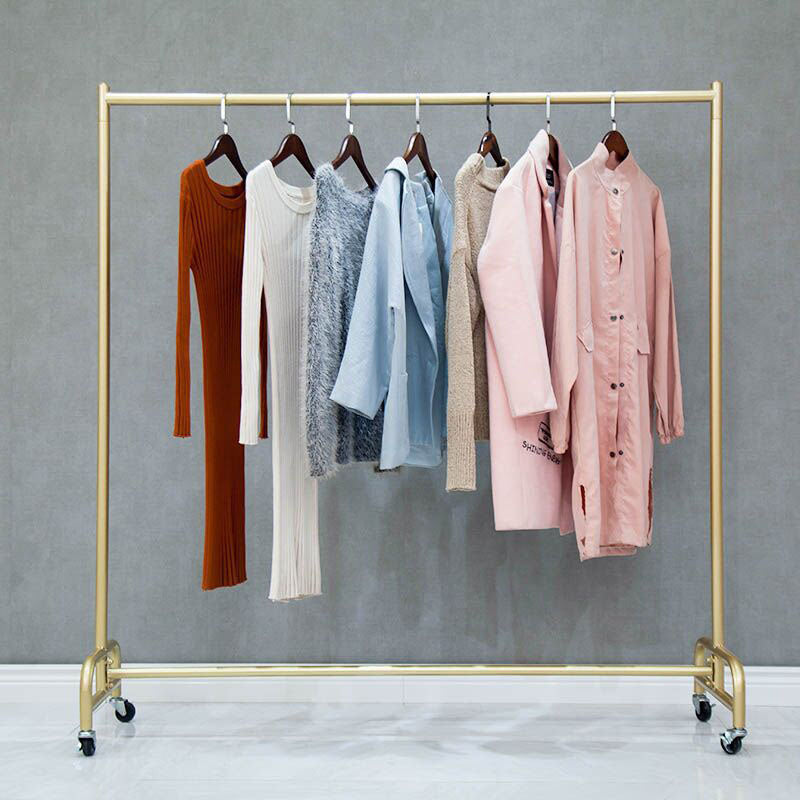 Contemporary Coat Rack Free Standing Metal Hall Stand with Wheels