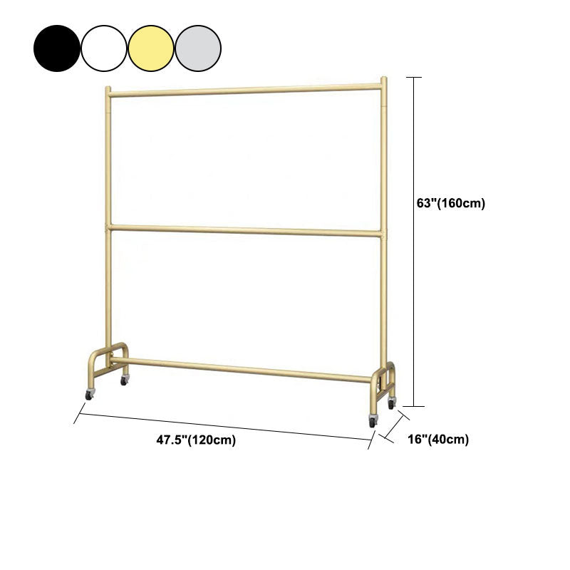 Contemporary Coat Rack Free Standing Metal Hall Stand with Wheels