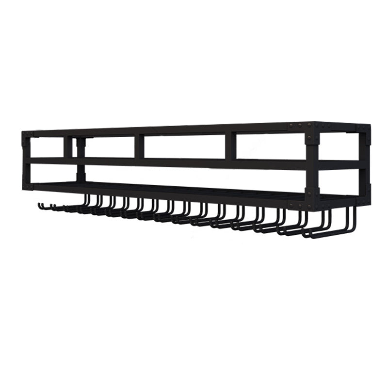 Modern Wall Mounted Wine Bottle & Glass Rack Iron Horizontal Wine Shelf