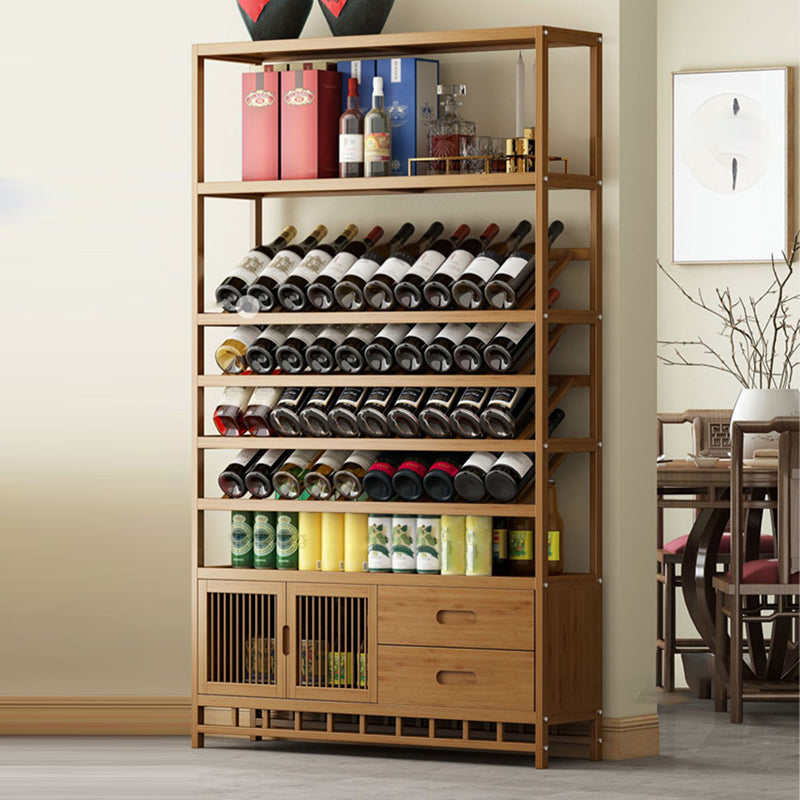 Mid-Century Modern Wood Bottle Holder Floor Wine Bottle Rack for Living Room