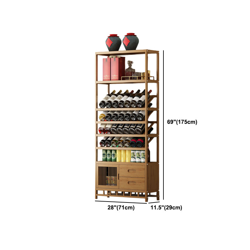 Mid-Century Modern Wood Bottle Holder Floor Wine Bottle Rack for Living Room