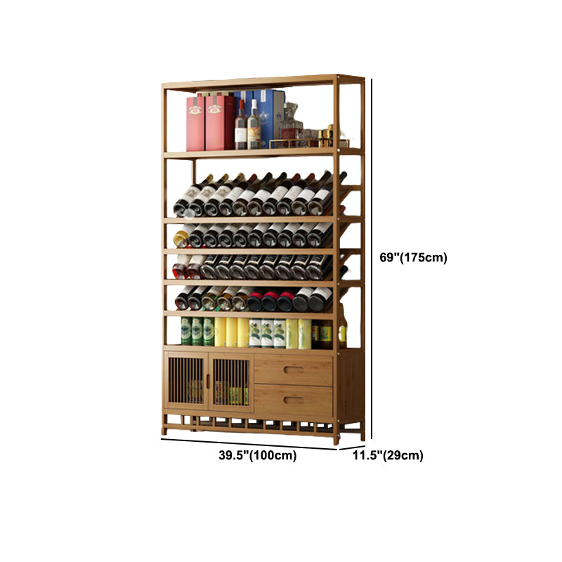 Mid-Century Modern Wood Bottle Holder Floor Wine Bottle Rack for Living Room