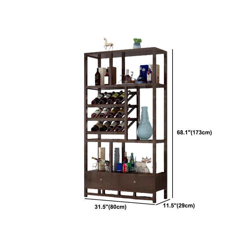 Mid-Century Modern Wood Bottle Holder Floor Wine Bottle Rack for Living Room