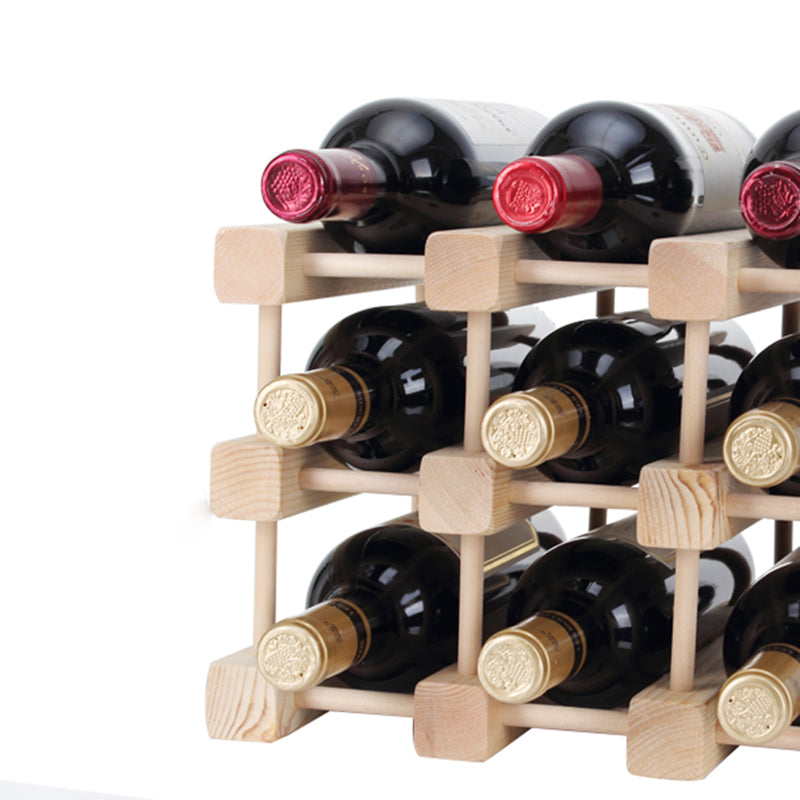 Solid Wood Bottle Rack in Natural Wood Pine Bottle Holder Modern 10.2"W