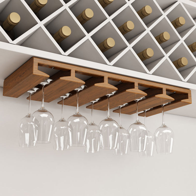 Solid Wood Hanging Glass & Stemware Holder Modern Glass Rack