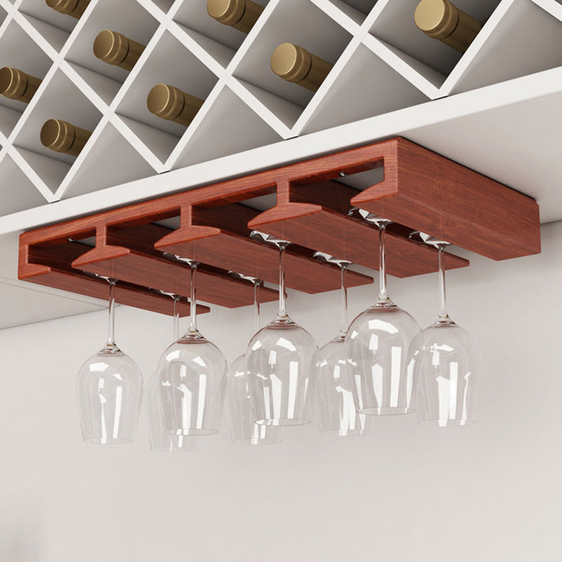 Solid Wood Hanging Glass & Stemware Holder Modern Glass Rack