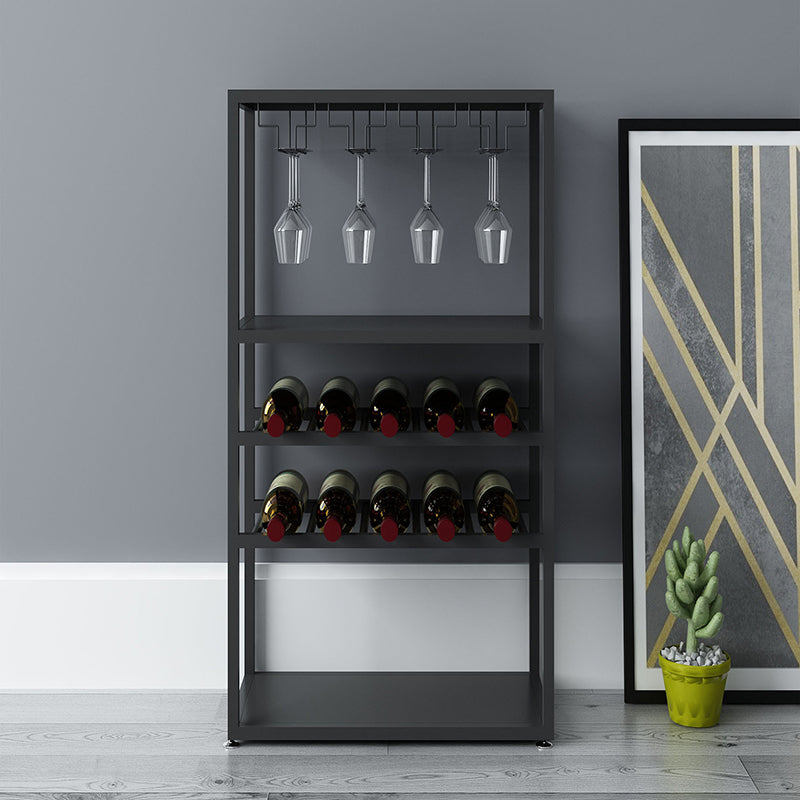 Iron Freestanding Wine Bottle & Glass Rack Industrial Wine Rack