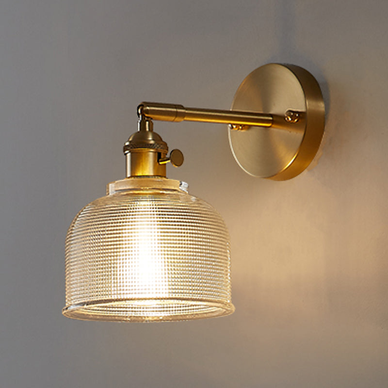 1 Light Cylinder Wall Mounted Light Fixture Industrial Style Metal Wall Sconce Lights in Gold