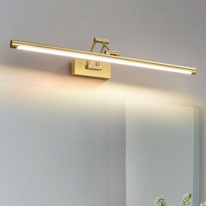 Modern Style Brass Extendable Vanity Light Straight LED Mirror Light in Gold for Bathroom