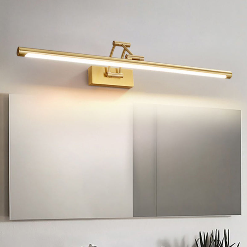 Modern Style Brass Extendable Vanity Light Straight LED Mirror Light in Gold for Bathroom