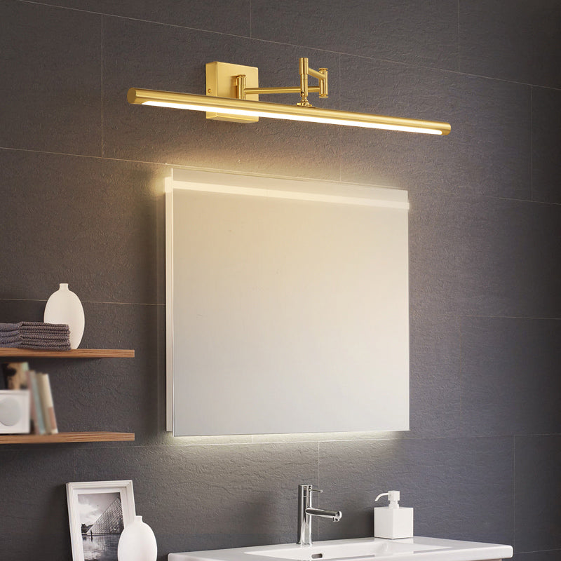 Modern Brass Vanity Light Strip Gold Swing Arm Mirror Light for Bathroom