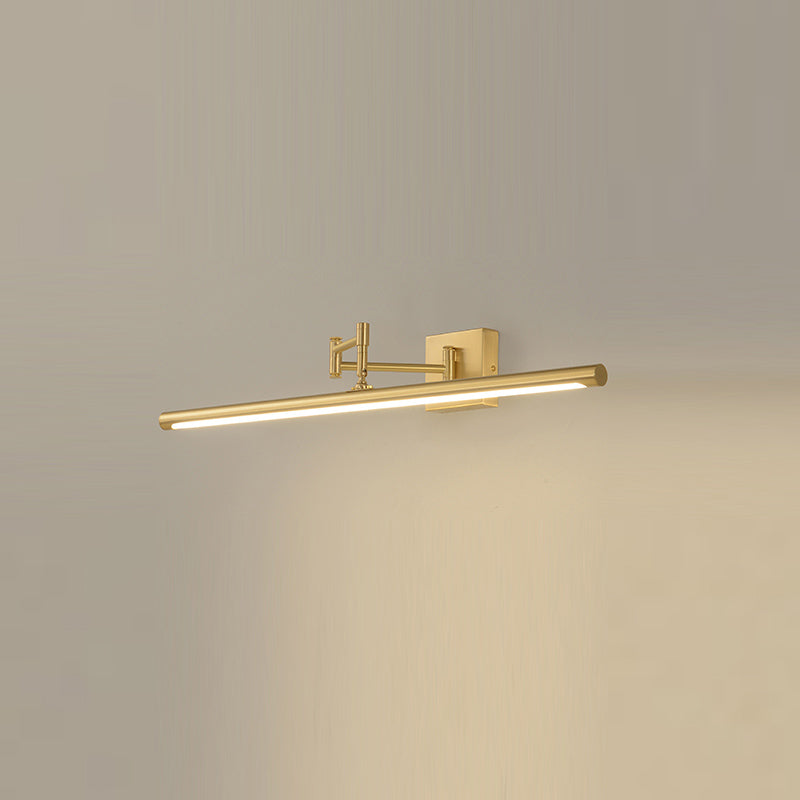 Modern Brass Vanity Light Strip Gold Swing Arm Mirror Light for Bathroom