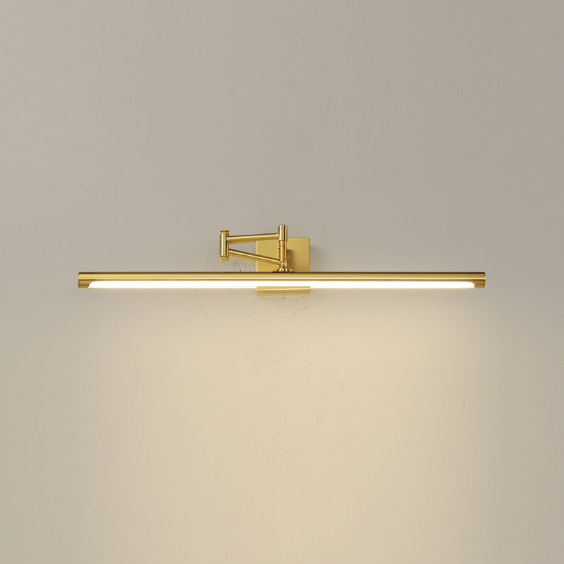 Modern Brass Vanity Light Strip Gold Swing Arm Mirror Light for Bathroom