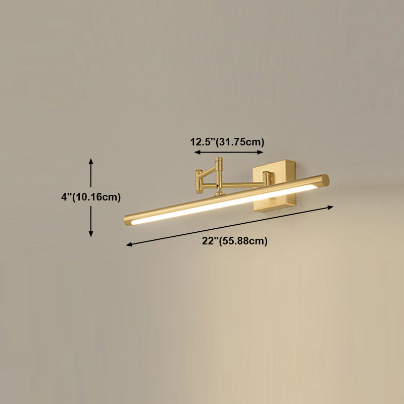 Modern Brass Vanity Light Strip Gold Swing Arm Mirror Light for Bathroom