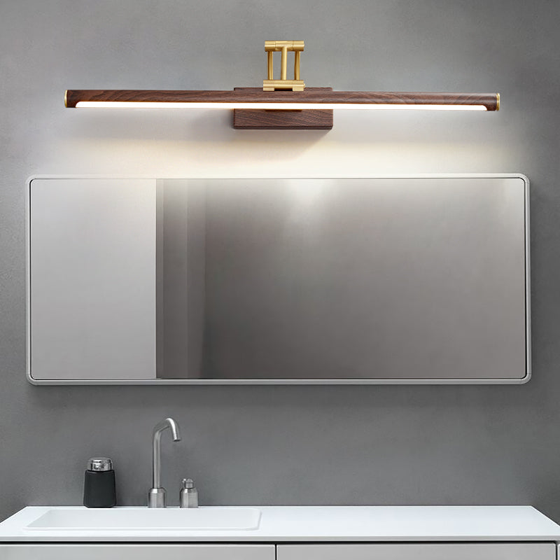 Nordic Brass Adjustable Vanity Light Strip Brown LED Mirror Light for Bathroom