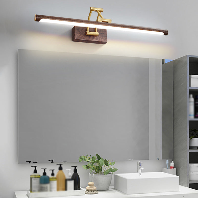 Nordic Brass Adjustable Vanity Light Strip Brown LED Mirror Light for Bathroom