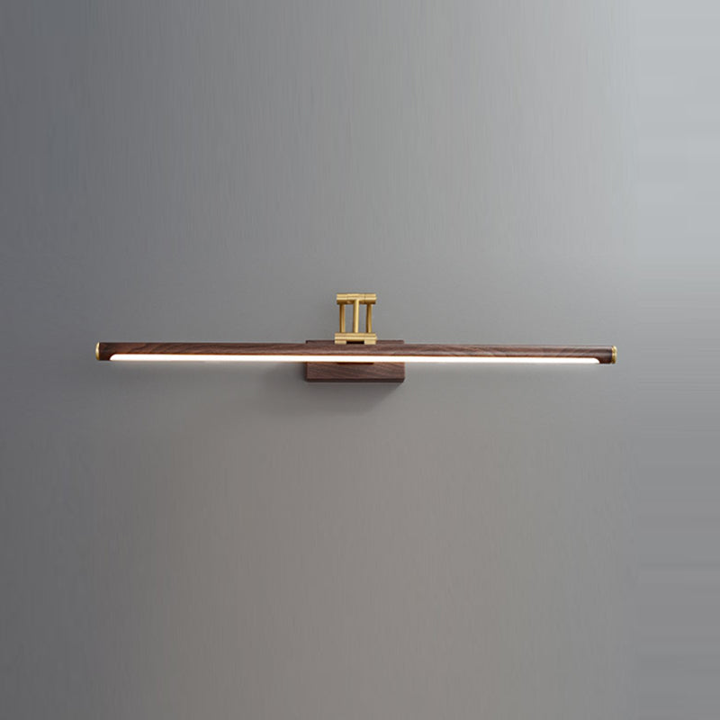 Nordic Brass Adjustable Vanity Light Strip Brown LED Mirror Light for Bathroom