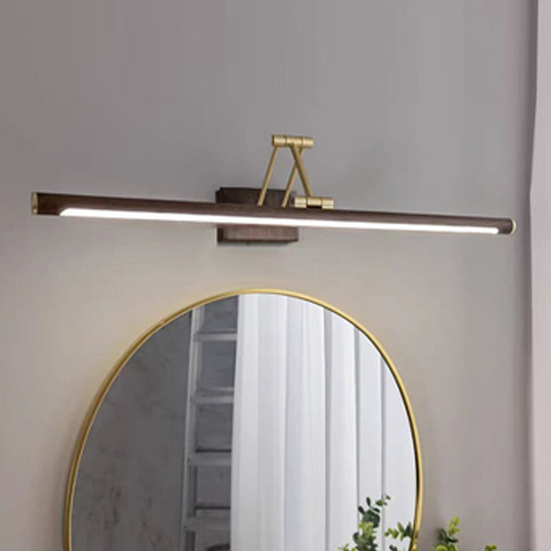 Nordic Brass Adjustable Vanity Light Strip Brown LED Mirror Light for Bathroom