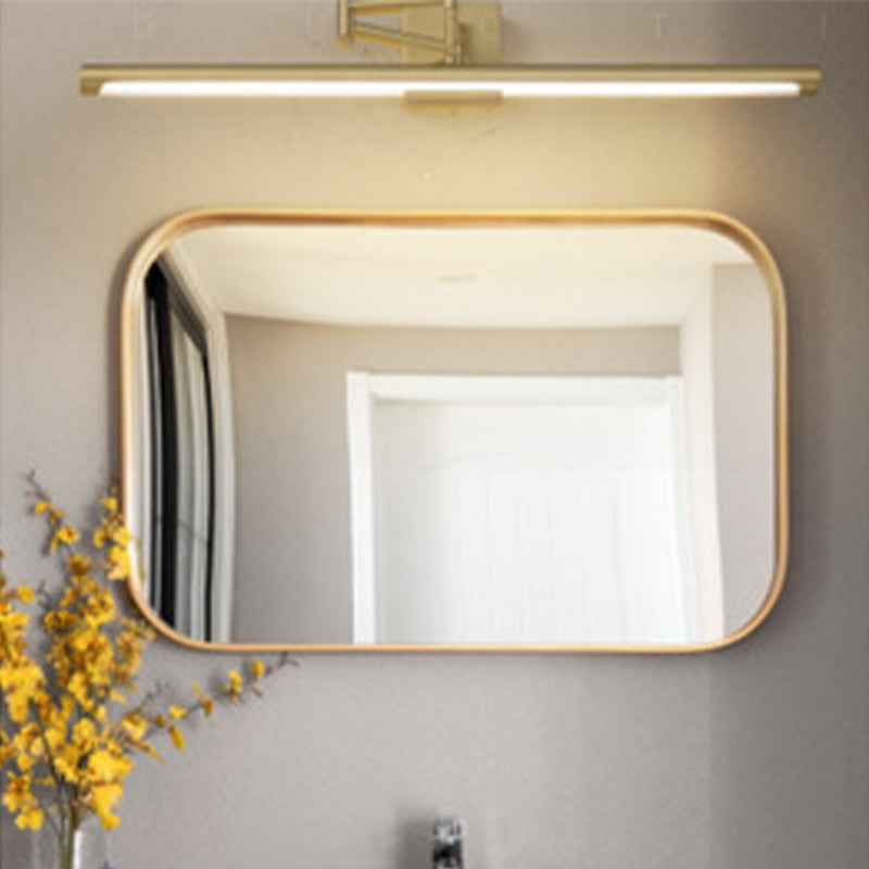 Modern Gold Vanity Light Strip Brass Swing Arm Mirror Light for Bathroom