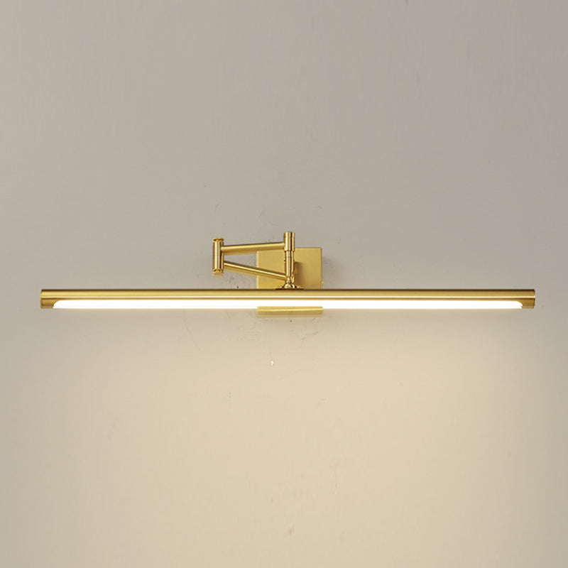 Modern Gold Vanity Light Strip Brass Swing Arm Mirror Light for Bathroom