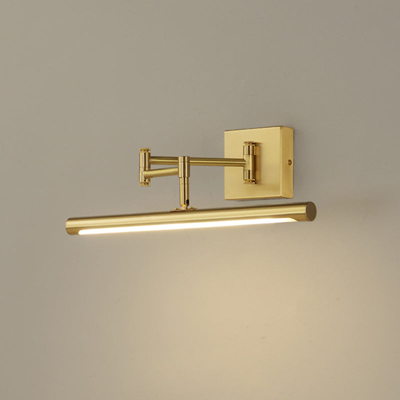 Modern Gold Vanity Light Strip Brass Swing Arm Mirror Light for Bathroom