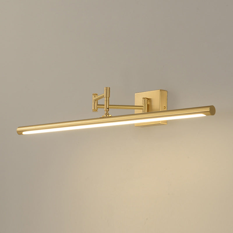 Modern Gold Vanity Light Strip Brass Swing Arm Mirror Light for Bathroom