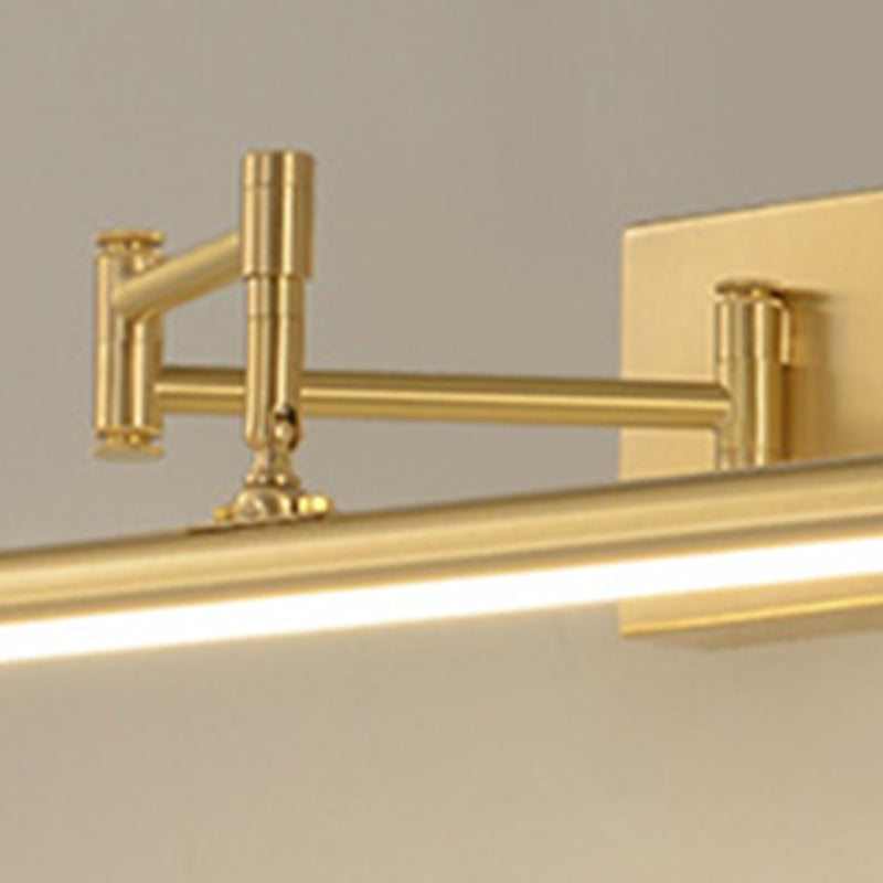 Modern Gold Vanity Light Strip Brass Swing Arm Mirror Light for Bathroom