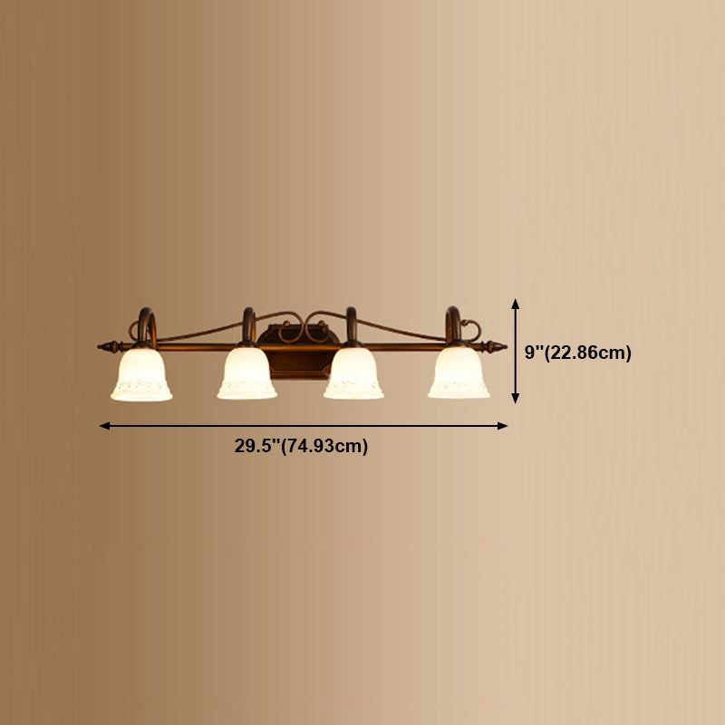 Bell Shape Sconce Light Fixture Traditional Glass 4 Light Bathroom Wall Lighting