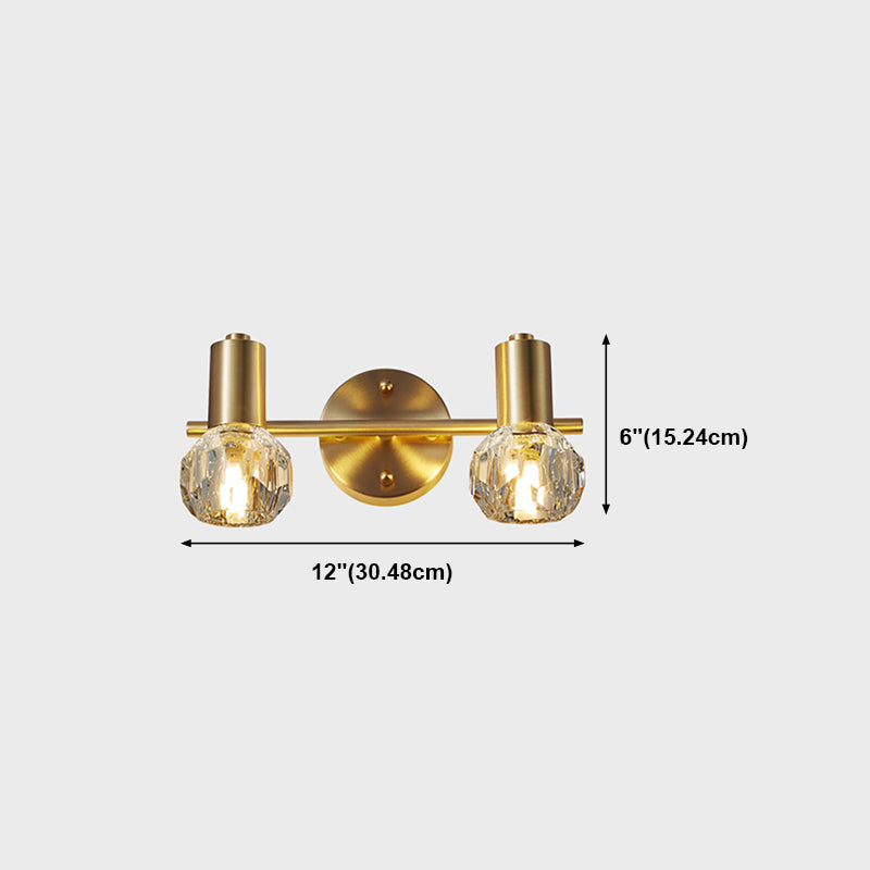 Crystal Geometric Wall Sconce Modern Multi-Lights Mirror Wall Light Fixture in Gold