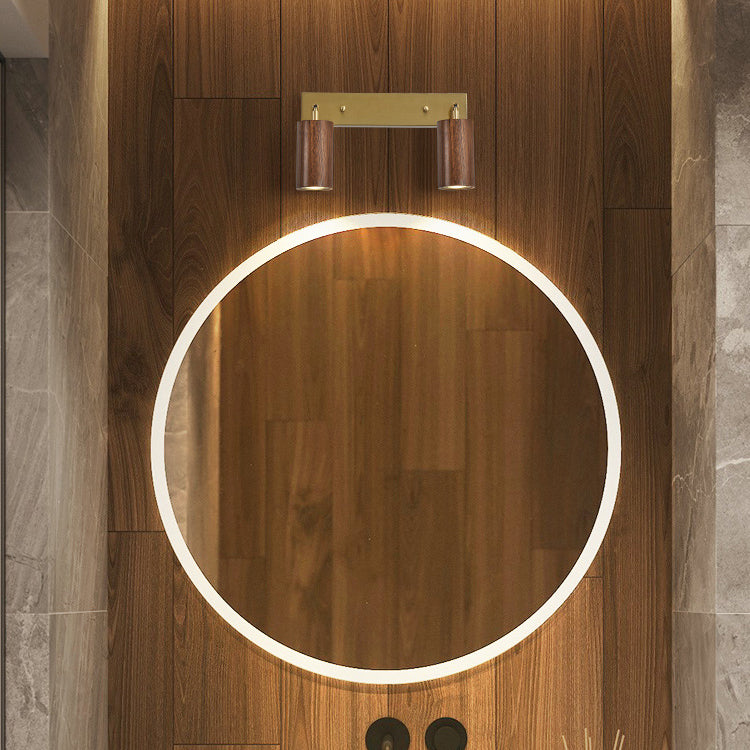 Modern Style Cylinder Vanity Lighting Fixtures Wood Multi Lights Vanity Wall Sconce