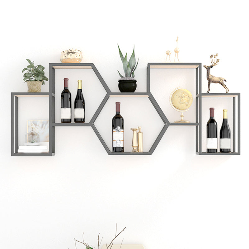 Industrial Wall Mounted Wine Bottle & Glass Rack Metal Wine Rack