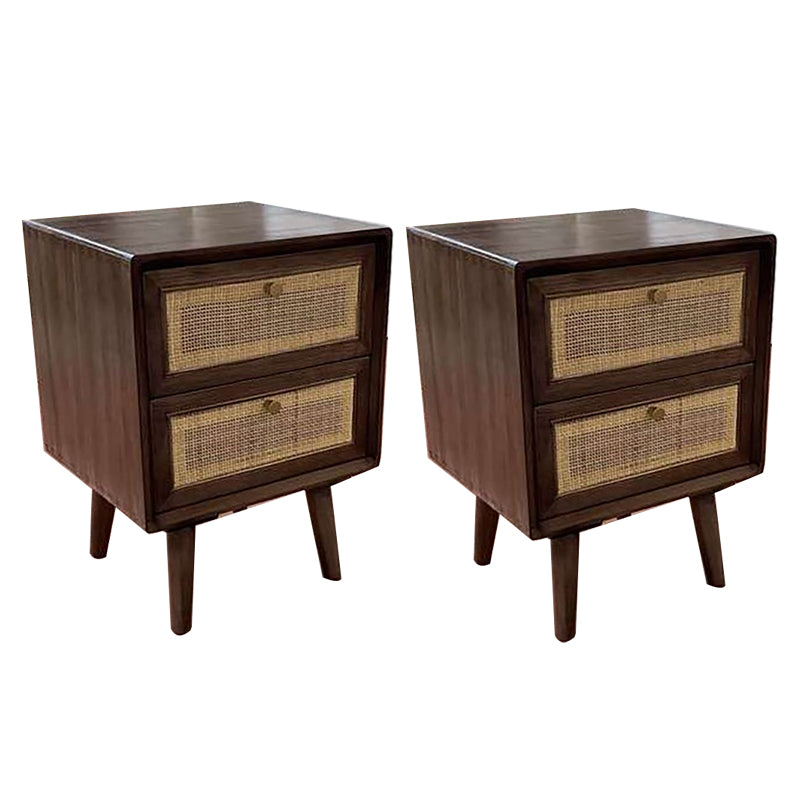 Solid Wood Night Table Modern Drawers Included 2 Drawer Accent Table Nightstand with Legs