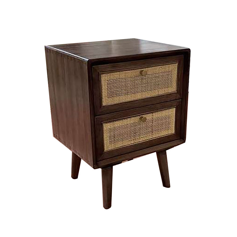 Solid Wood Night Table Modern Drawers Included 2 Drawer Accent Table Nightstand with Legs