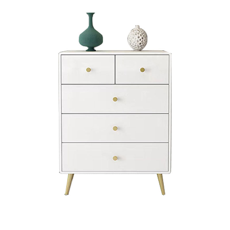 Glam White Storage Chest Dresser Solid Pine Storage Chest with Metal Feet