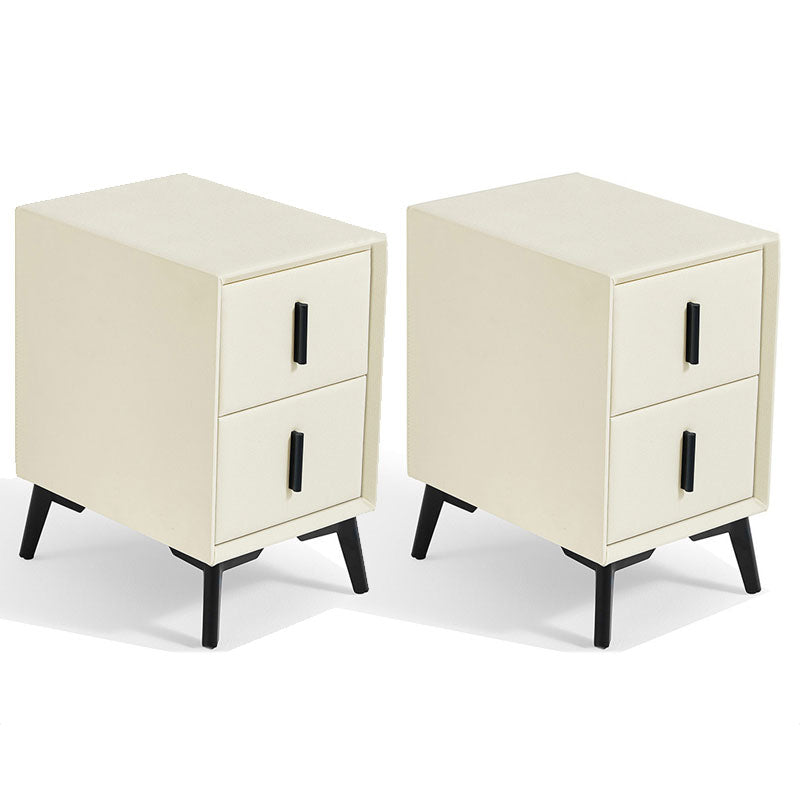 Wood Nightstand Glam 2 Drawer Night Table with Legs for Bedroom