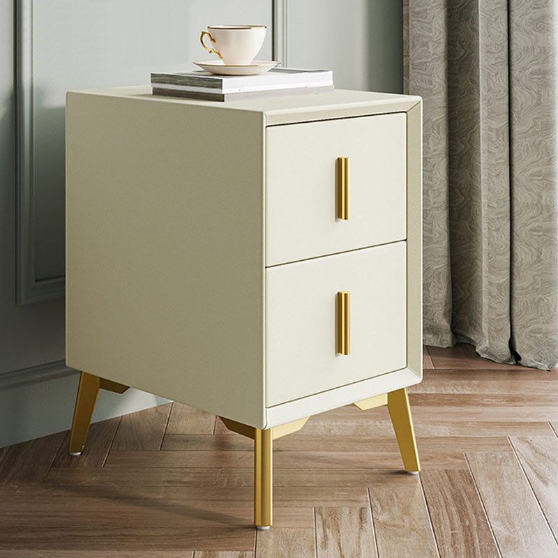 Wood Nightstand Glam 2 Drawer Night Table with Legs for Bedroom