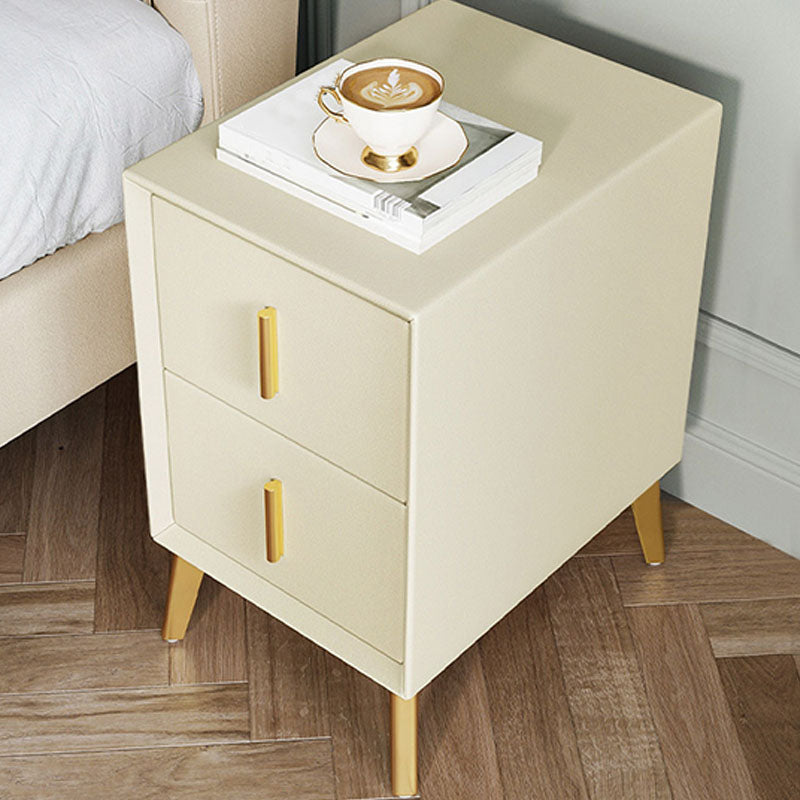 Wood Nightstand Glam 2 Drawer Night Table with Legs for Bedroom