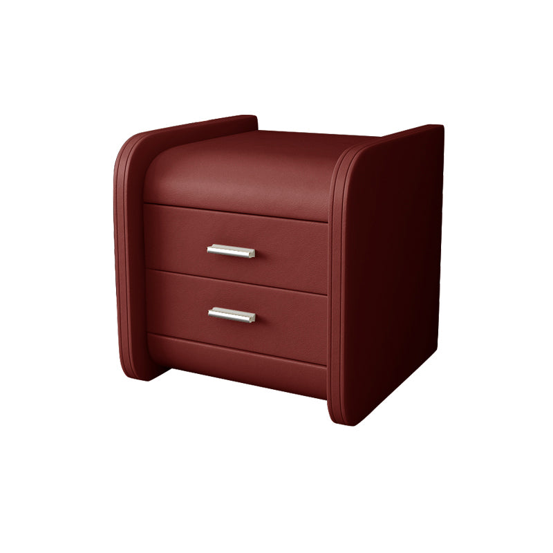 Leather 19.29 H Nightstand Contemporary Night Table with Drawers