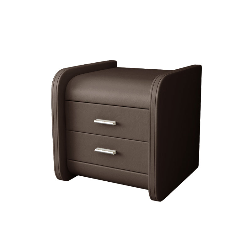 Leather 19.29 H Nightstand Contemporary Night Table with Drawers